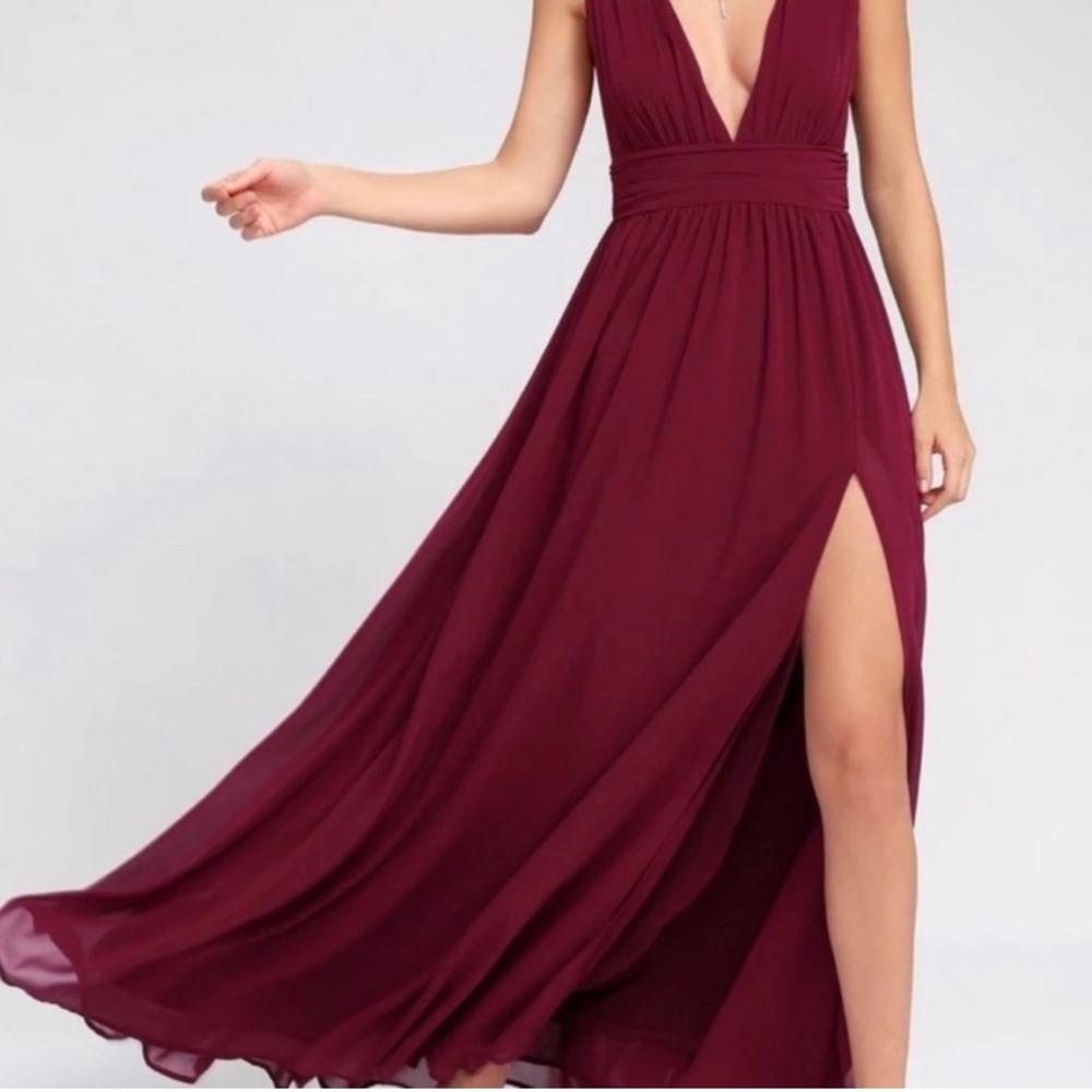 Lulu's Burgundy Maxi Dress Heavenly Hues size Large